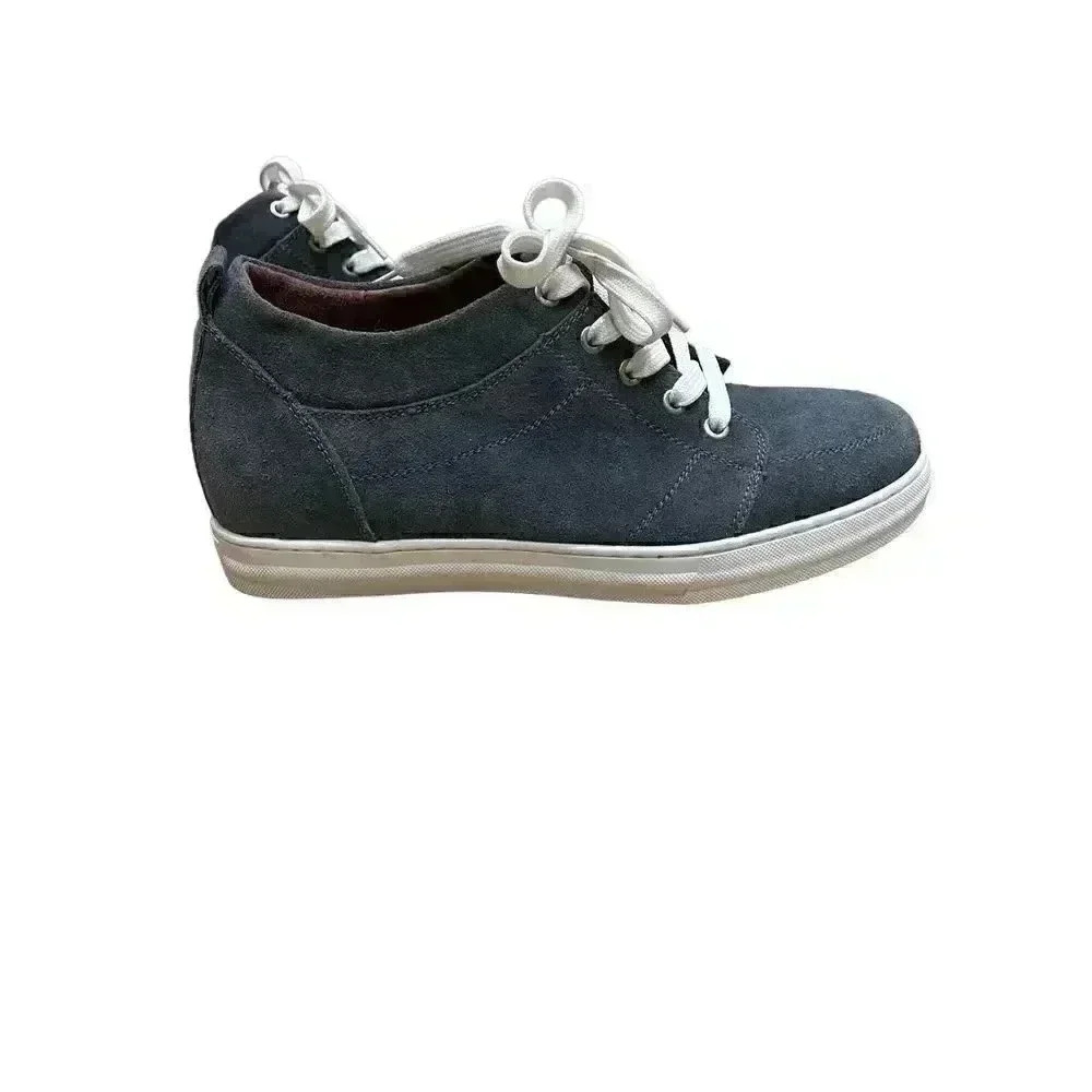 Calden Men's Invisible Height Increasing Elevator Shoes - Charcoal Grey Suede Le